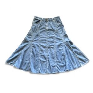 VTG Y2K Faded Glory Demin Flare Skirt Sz 10 90's  Retro Festival Vintage Cottage